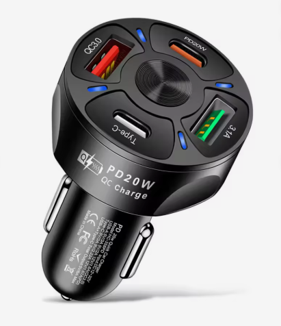PD20W USB-C & QC3.0 Fast Car Charger Adapter 4 - Port Vehicle Charger