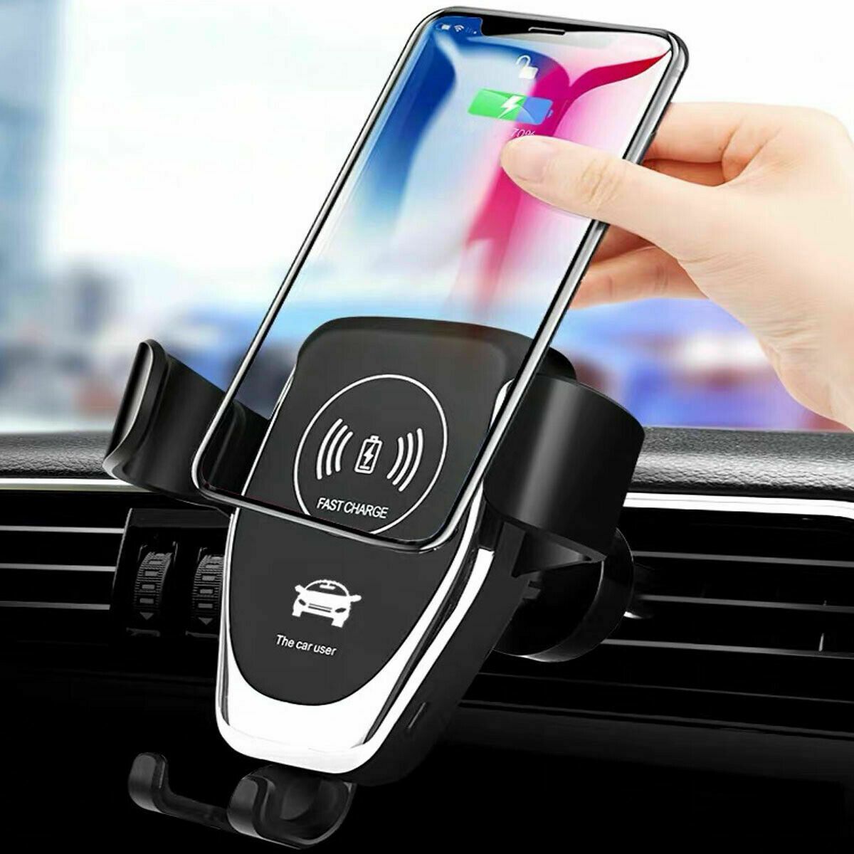 10W Wireless Fast Car Charger Mount Holder Stand Automatic Clamping Charging - Dynamic Power Supply - n/a