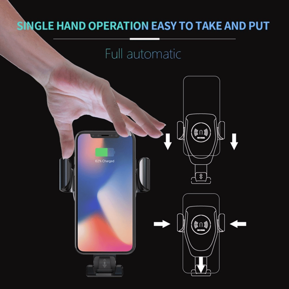 10W Wireless Fast Car Charger Mount Holder Stand Automatic Clamping Charging - Dynamic Power Supply - n/a