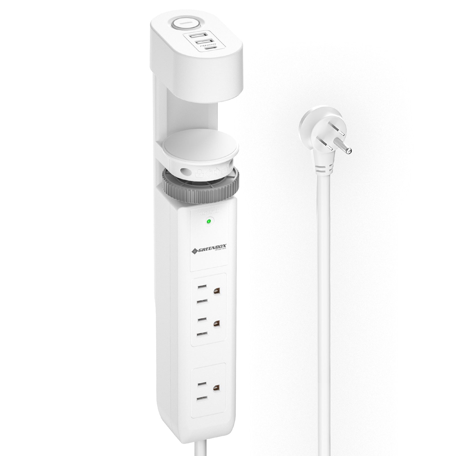 CRST Desk Clamp Surge Protector Power Strip with USB-C Port 6FT Extension Cord Flat Plug 1020J Protection Fits Tables Up to 2 Inches 36 Months Warranty