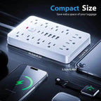 17 - in - 1 Surge Protector Power Cord 5Ft Braided Flat Extension Cable with 6 USB Chargers, 2 USB C, 11 AC Power Outlets - Dynamic Power Supply - Batteries & Power Accessories