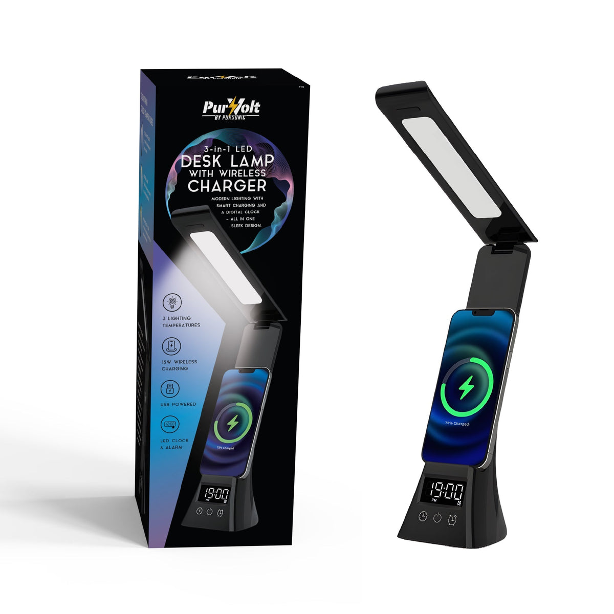 2-in-1 Charging & Illumination Set – Wireless Charging Alarm Clock Speaker + LED Desk Lamp Charger - Dynamic Power Supply - Electronics