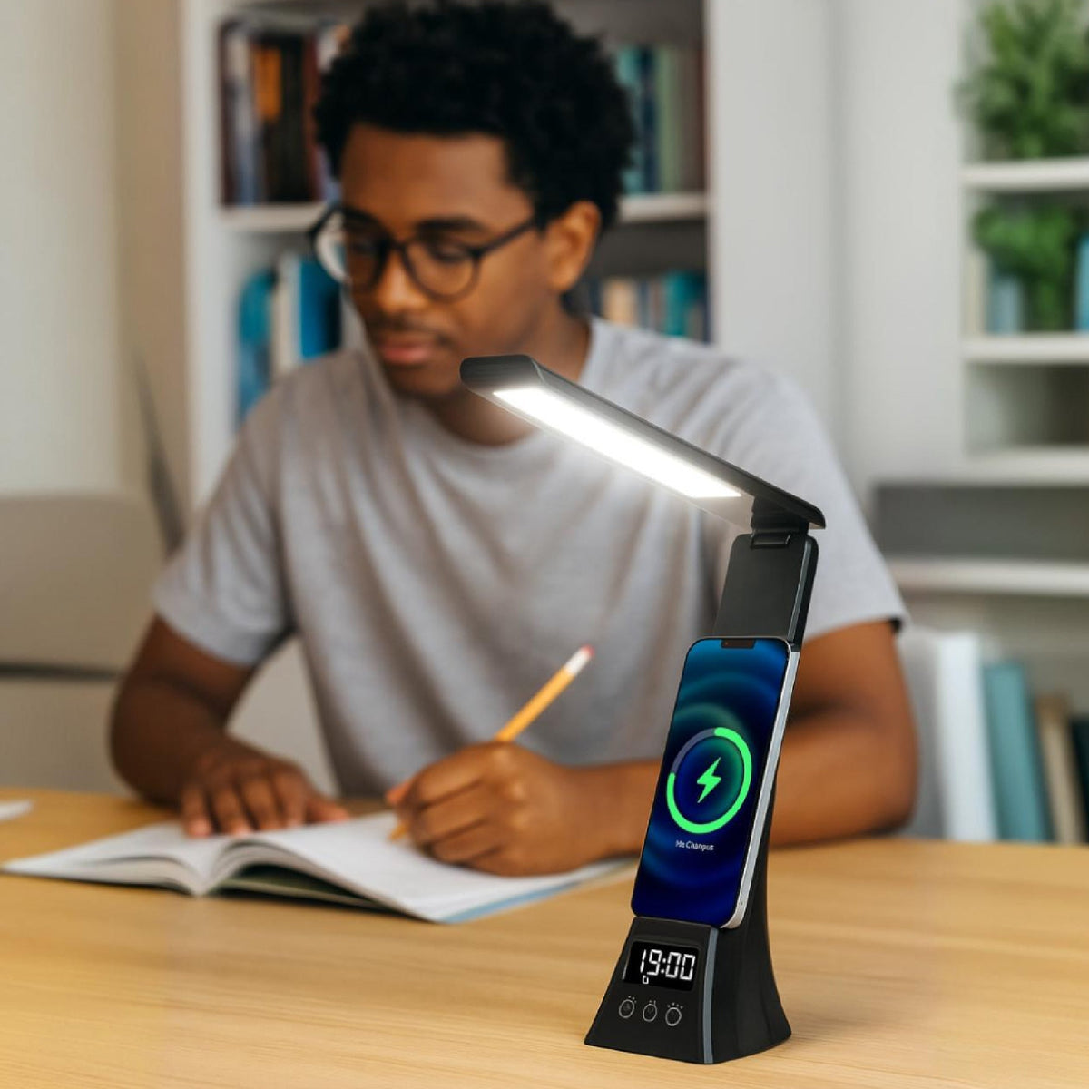 2-in-1 Charging & Illumination Set – Wireless Charging Alarm Clock Speaker + LED Desk Lamp Charger - Dynamic Power Supply - Electronics