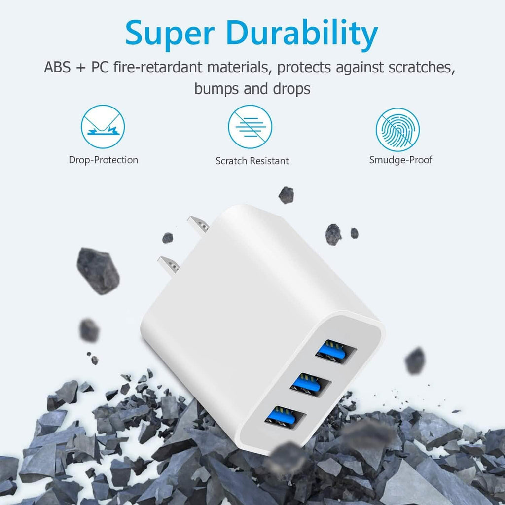 2-Pack 3-Port USB Wall Chargers – Compact Fast Charging USB Power Adapters - Dynamic Power Supply - Wall Charger