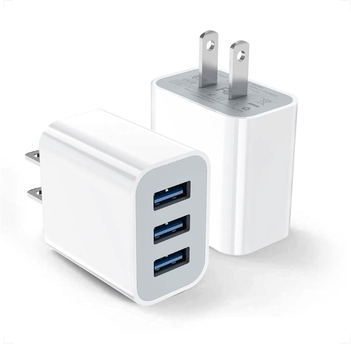 2-Pack 3-Port USB Wall Chargers – Compact Fast Charging Adapters