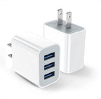 2-Pack 3-Port USB Wall Chargers – Compact Fast Charging USB Power Adapters - Dynamic Power Supply - Wall Charger