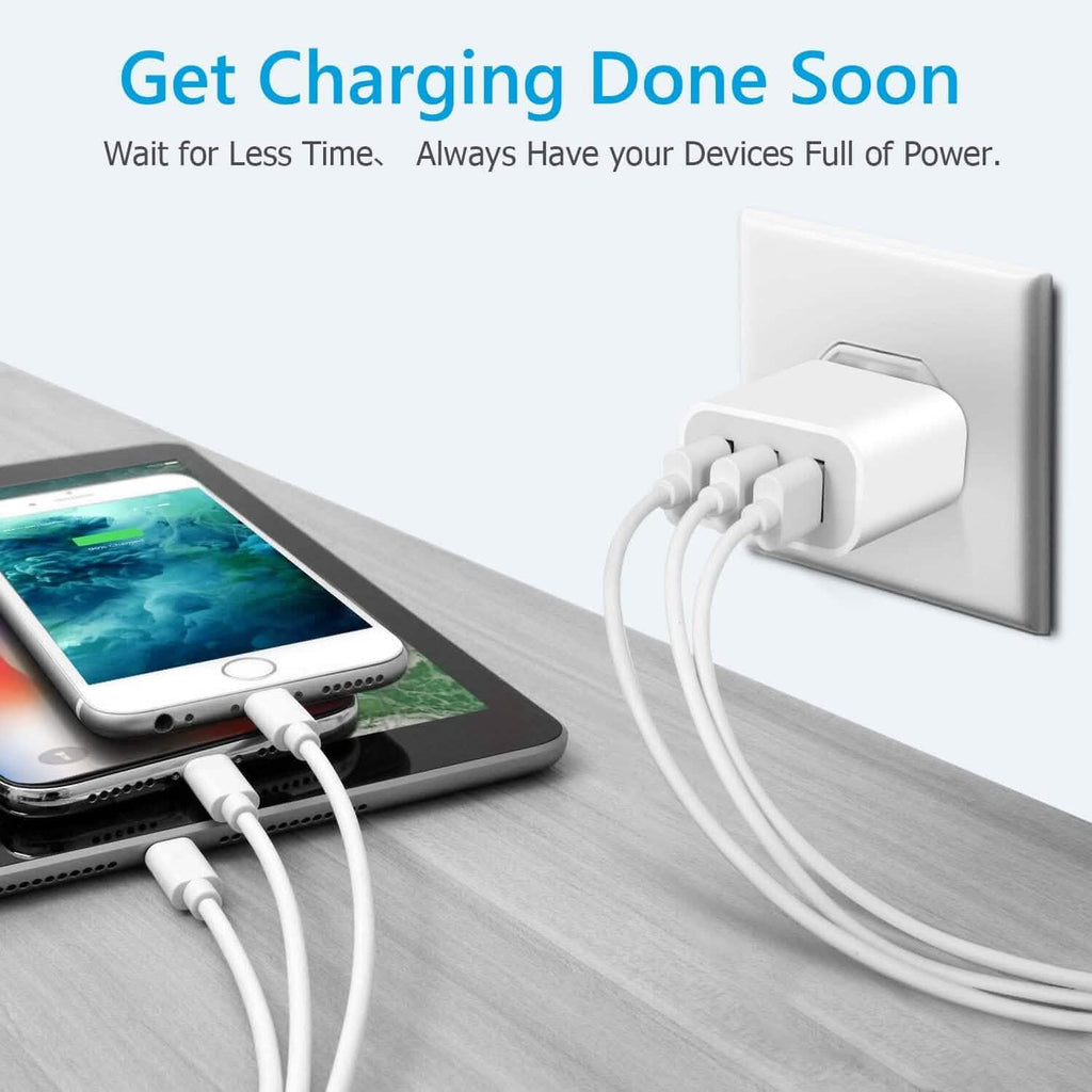2-Pack 3-Port USB Wall Chargers – Compact Fast Charging USB Power Adapters - Dynamic Power Supply - Wall Charger