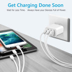 2-Pack 3-Port USB Wall Chargers – Compact Fast Charging USB Power Adapters - Dynamic Power Supply - Wall Charger