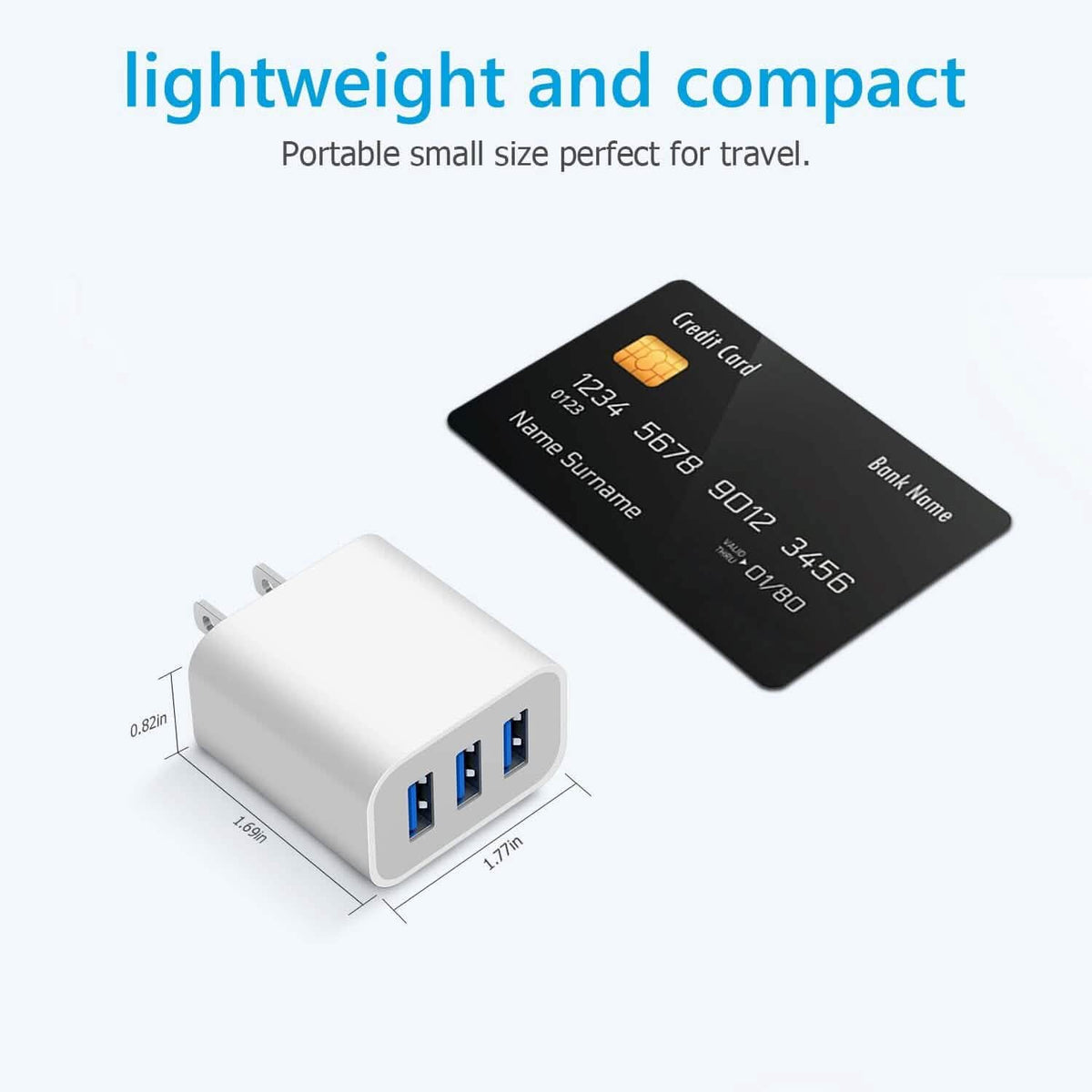 2-Pack 3-Port USB Wall Chargers – Compact Fast Charging USB Power Adapters - Dynamic Power Supply - Wall Charger