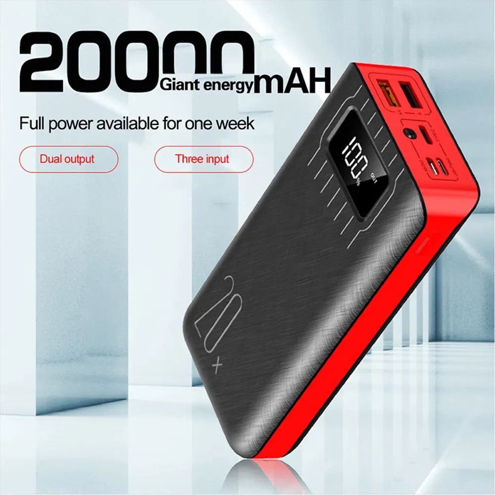 20000mAh External Battery Power Bank Dual USB With LED Flashlight - Dynamic Power Supply - Power Bank