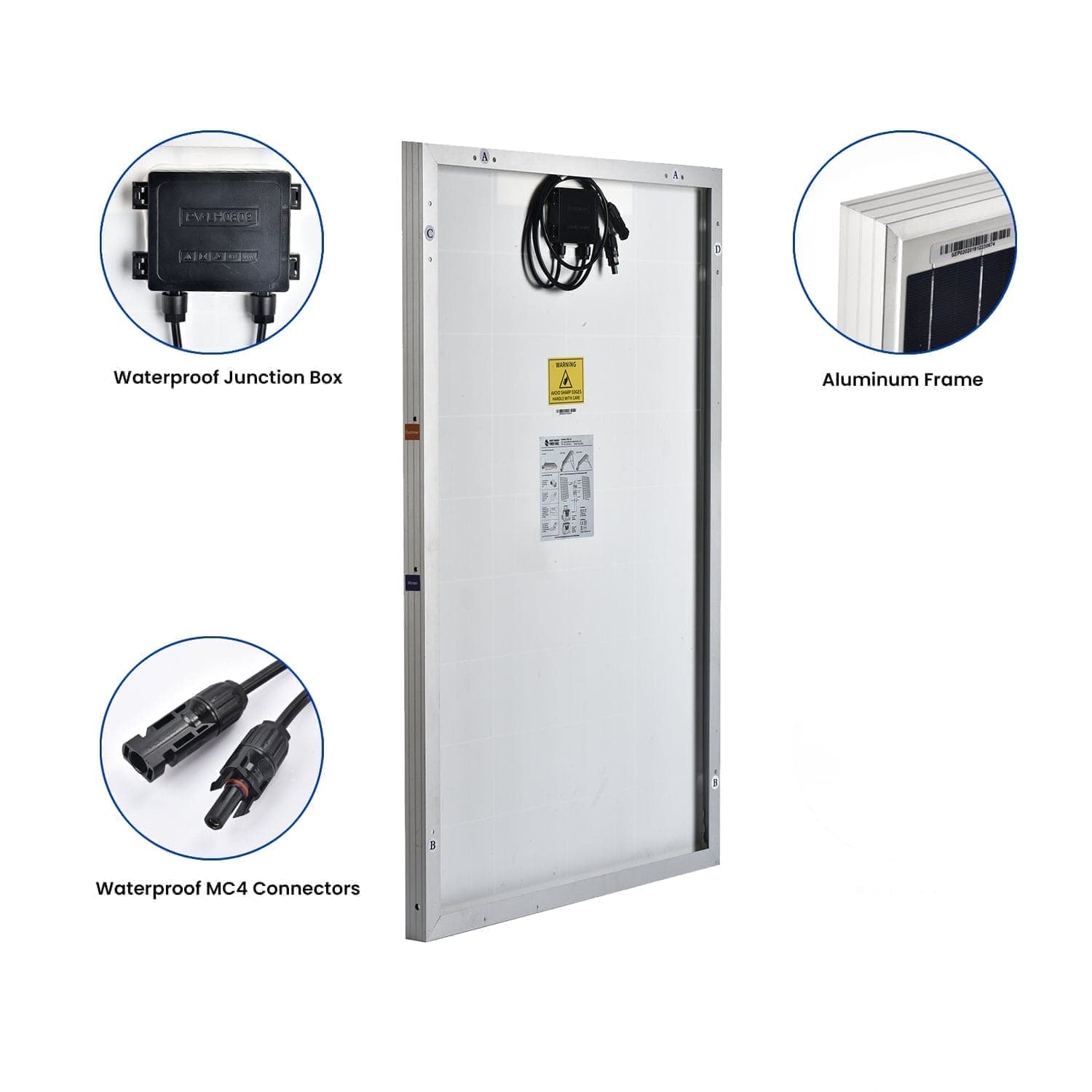 200W Rigid Solar Panels w/ cable and connector - Dynamic Power Supply - 