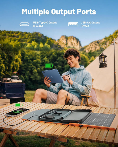 30W Portable Foldable Solar Charger – USB-C & USB-A Fast Charging Solar Panel for Phones, Tablets & Power Banks - Dynamic Power Supply - Solar Panel