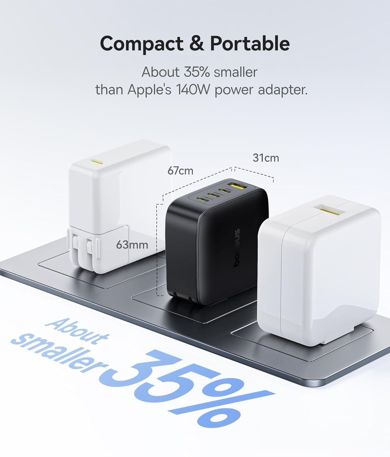 Baseus PD3.1 140W USB C Charger, PPS Fast Charger Type C, Fast Charging Block for MacBook Air/Pro, Pixelbook, iPad, iPhone 17/16 Series, Galaxy S25 Ultra and More