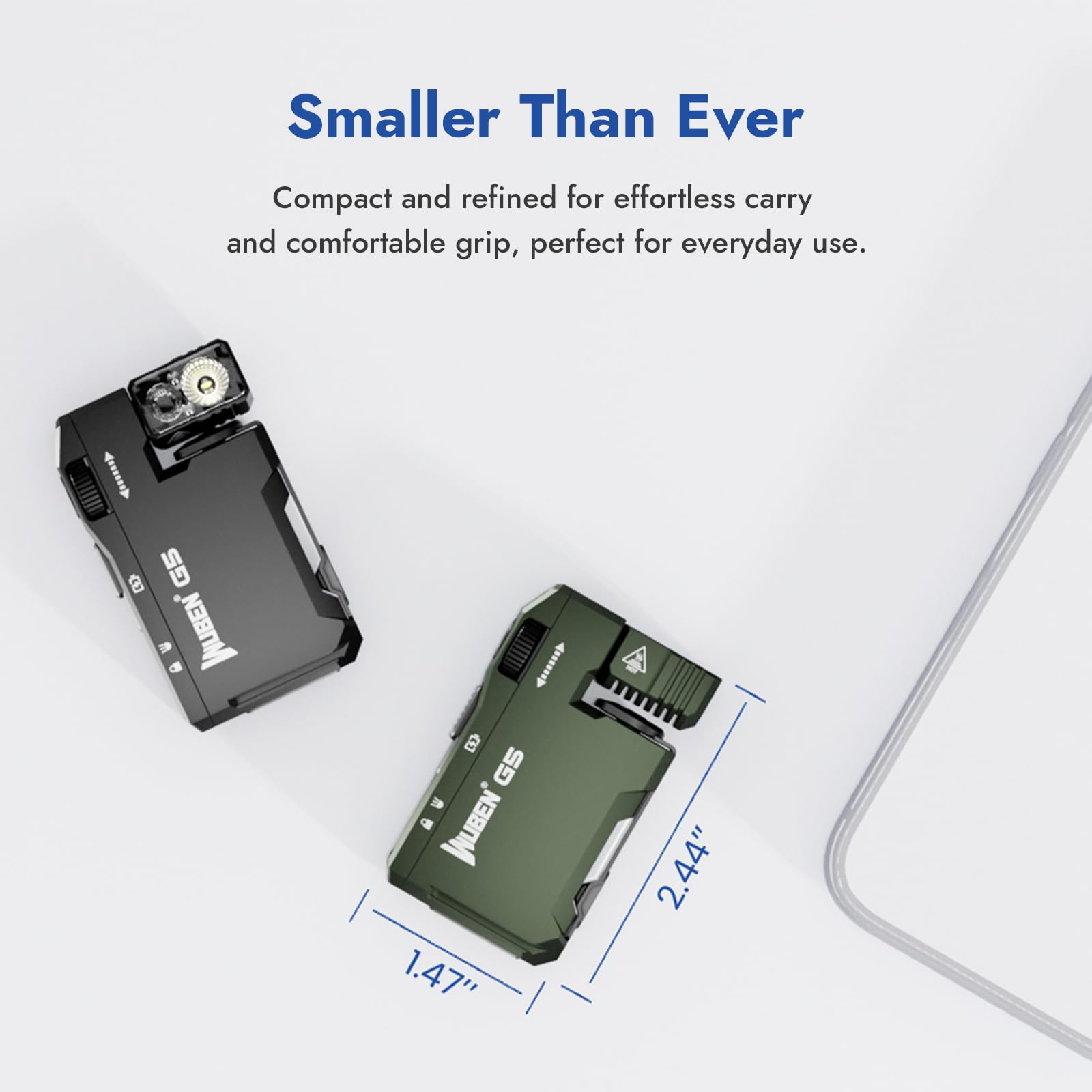 WUBEN G5 Rechargeable EDC Flashlight, 400 Lumens Dual Light Sources Mini Flashlight with RGB Light, Portable Flat Pocket Flashlights, Magnetic Keychain Flashlight for Outdoor Home Emergencies (Black)