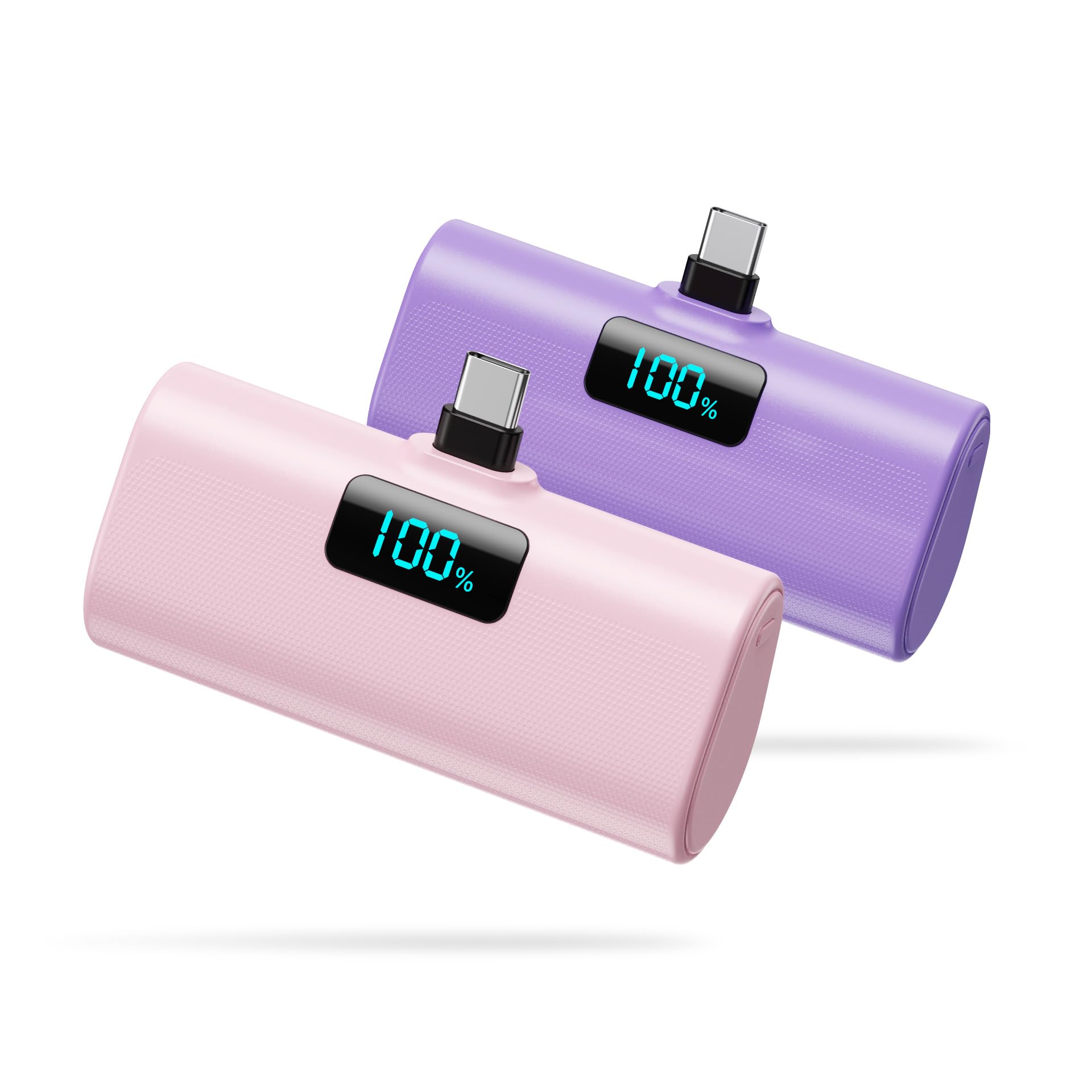 [2-Pack]Portable Charger for iPhone 17/16/15 Series,Upgraded 5200mAh PD USB C Power Bank Built-in USB-C Connector, Battery Pack Compatible with iPhone 17/17 Pro/17 Pro Max/16/15 Series,Samsung,Android