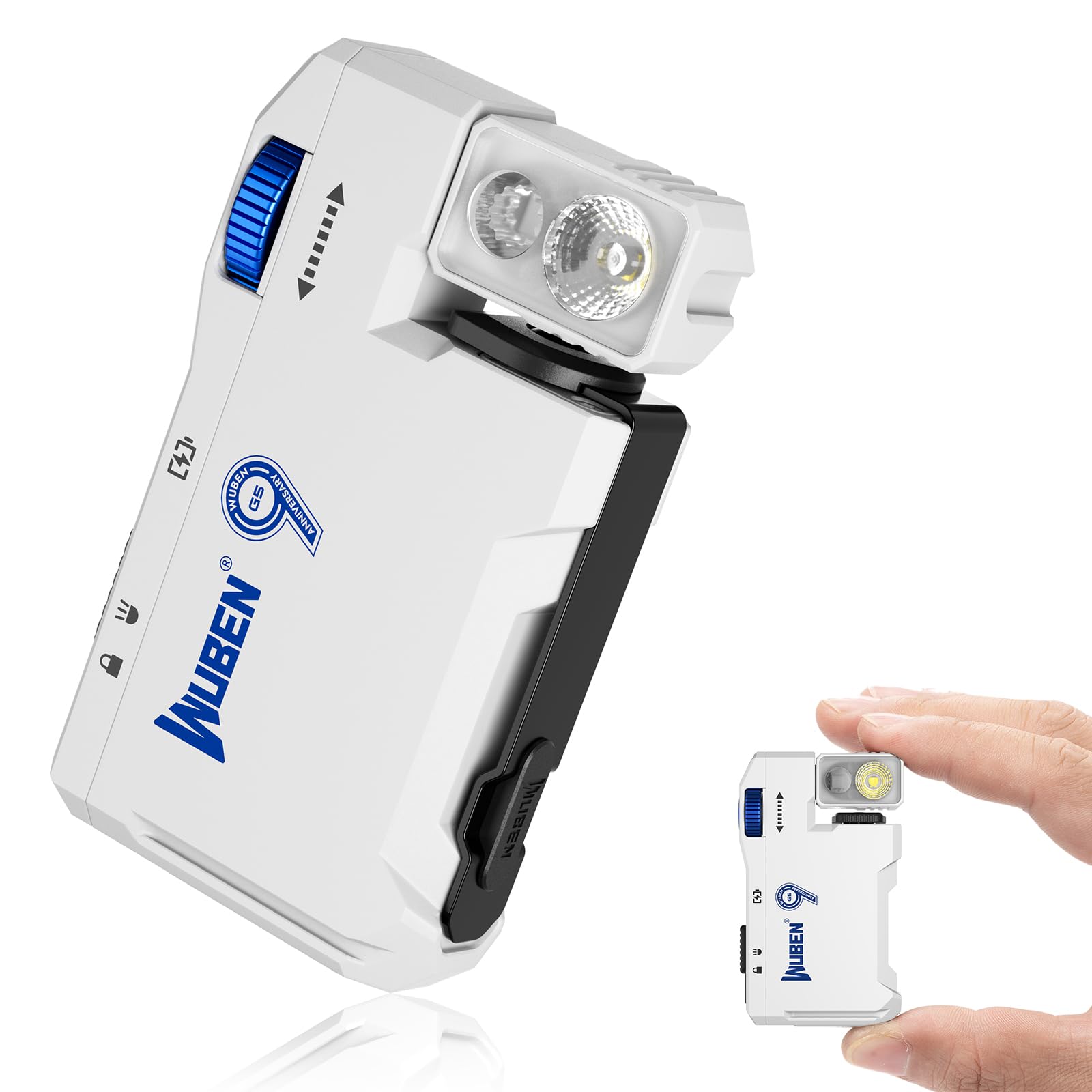 WUBEN G5 Rechargeable EDC Flashlight, 400 Lumens Dual Light Sources Mini Flashlight with RGB Light, Portable Flat Pocket Flashlights, Magnetic Keychain Flashlight for Outdoor Home Emergencies (Black)