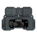Rectangular black Renogy Solar Battery Monitor Shunt 300–500A Bluetooth Smart Battery Monitor for LiFePO₄, AGM, and Lead Acid batteries, featuring indicator lights, buttons, and labeled ports. The central label displays technical specifications such as voltage range, power consumption, and measurement accuracy. This advanced device offers precise Bluetooth-enabled battery monitoring to optimize system performance.