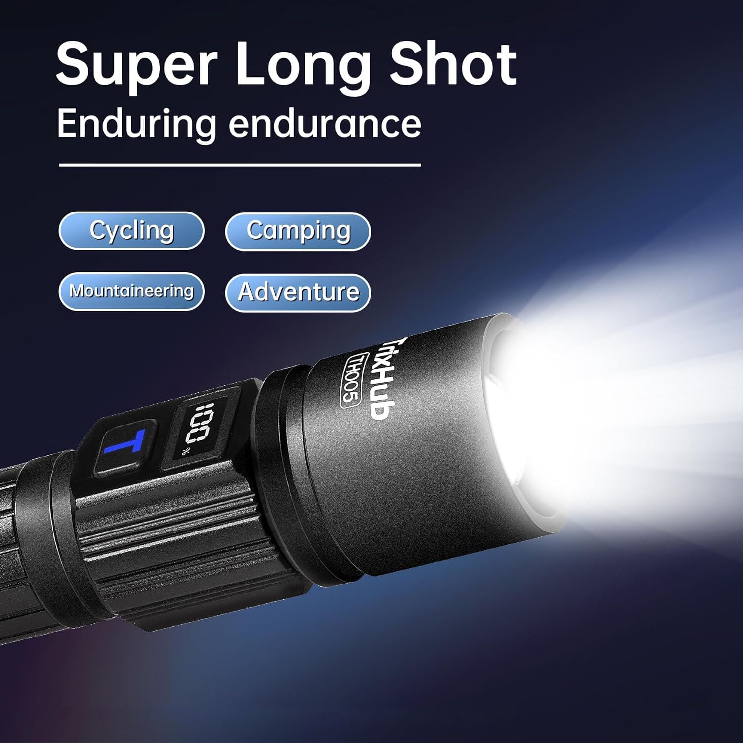 Rechargeable Flashlights High Lumens, 5Mode Flash Light with LCD Digital Display, Super Bright Flashlight Adjustable Tactical Flashlight, High Powered LED Handheld Flashlight for Home