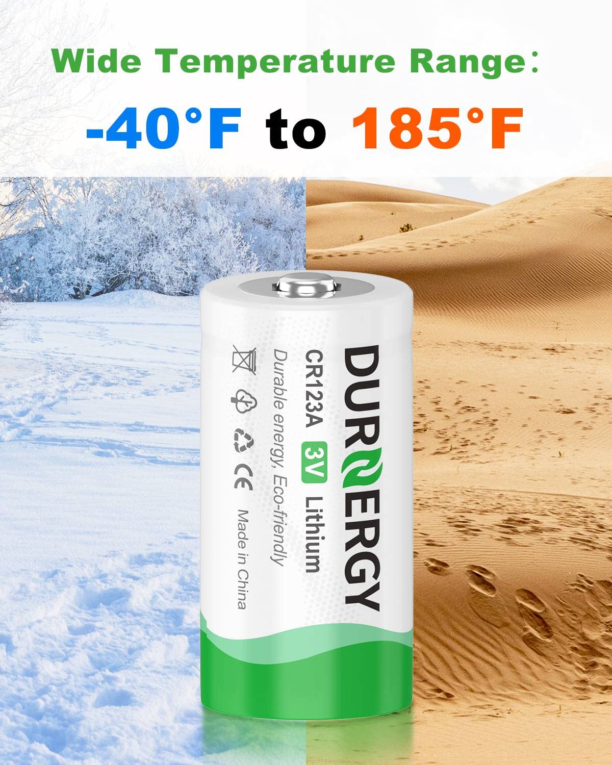 DURNERGY CR123A Lithium Batteries 12 Pack 3 Volt 10 Year Shelf Life High Power 123A Battery Compatible with CR17345, CR17335