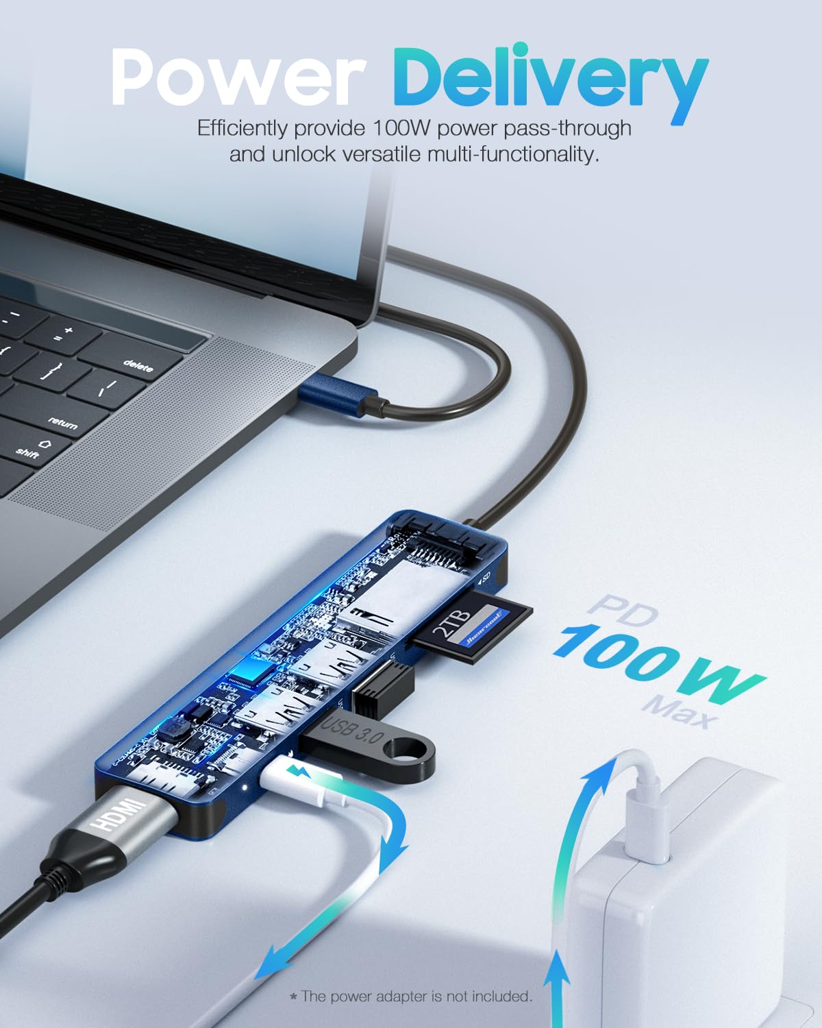 Hiearcool USB C Hub for MacBook – 7-in-1 USBC Adapter with 4K HDMI, 100W PD, USB 3.0 5Gbps Ports, SD/TF Card Reader – USB-C Dongle for Office, Meetings, Travel & Home Setup-Space Grey