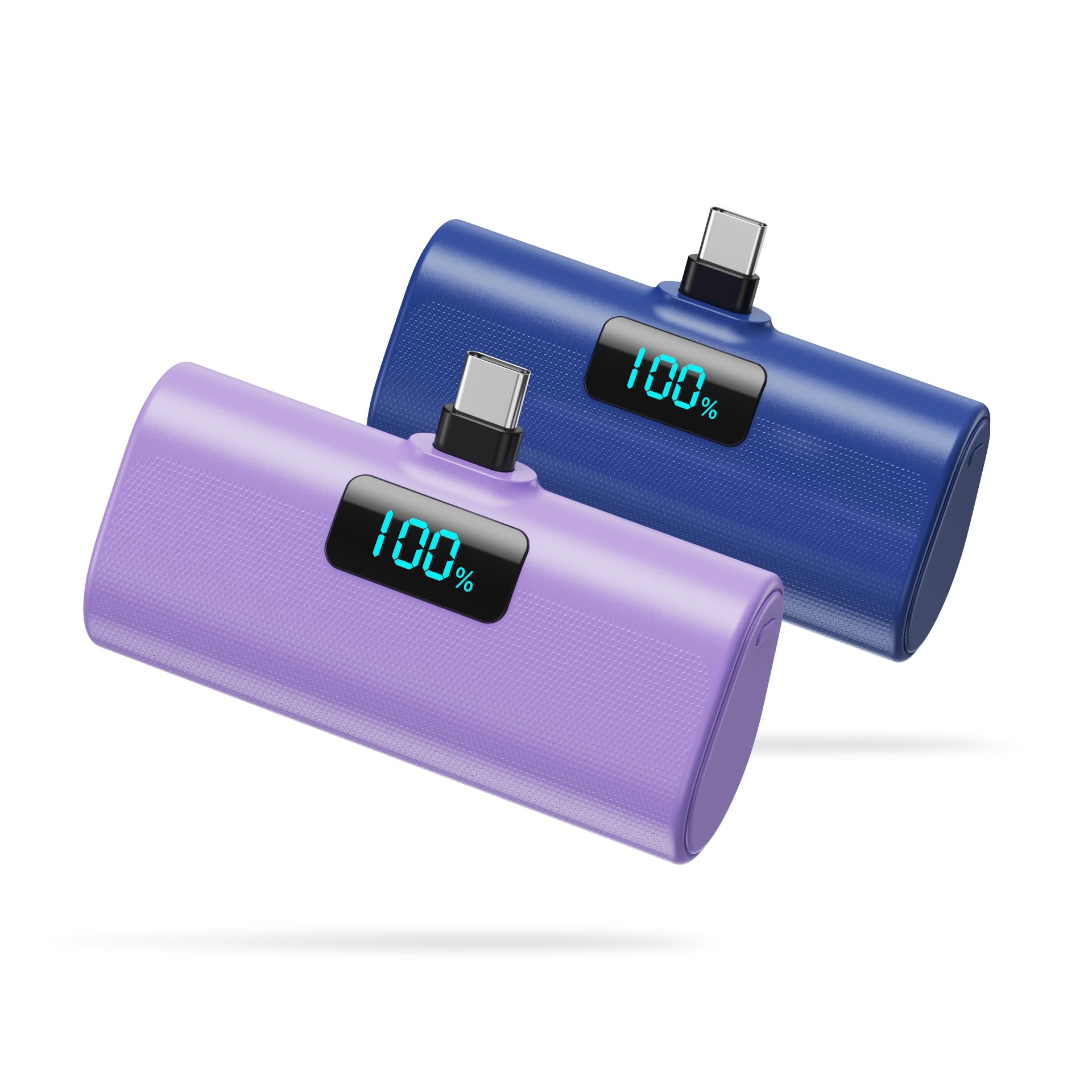 [2-Pack]Portable Charger for iPhone 17/16/15 Series,Upgraded 5200mAh PD USB C Power Bank Built-in USB-C Connector, Battery Pack Compatible with iPhone 17/17 Pro/17 Pro Max/16/15 Series,Samsung,Android