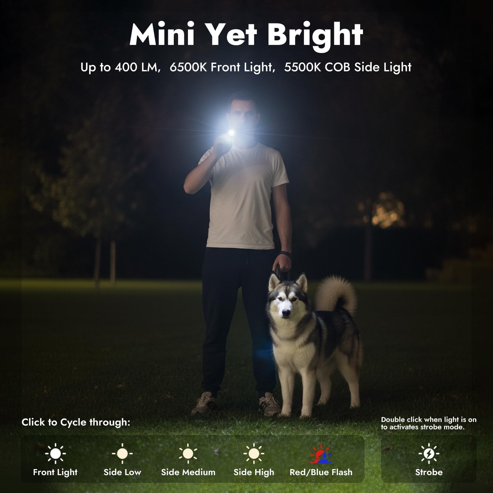 WARSUN Compact Multi-Mode Pocket LED Flashlight - 675LM, USB-C Rechargeable, IPX4, Dual Material, Red/Blue Strobe, for Everyday Carry & Travel