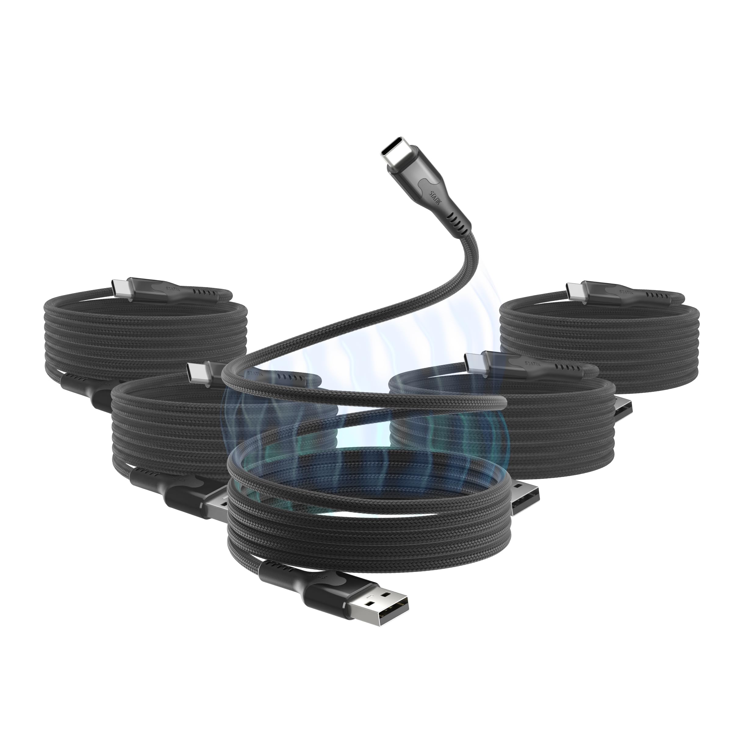 Statik MagStack USB to USB C Cable, A to Type C Charger Fast Charging Phone Charger Cord, On The Go Magnetic Charging Cable for Car, Compatible with iPhone 16 Pro Max, 15, Galaxy S24, 27W 3FT/1M