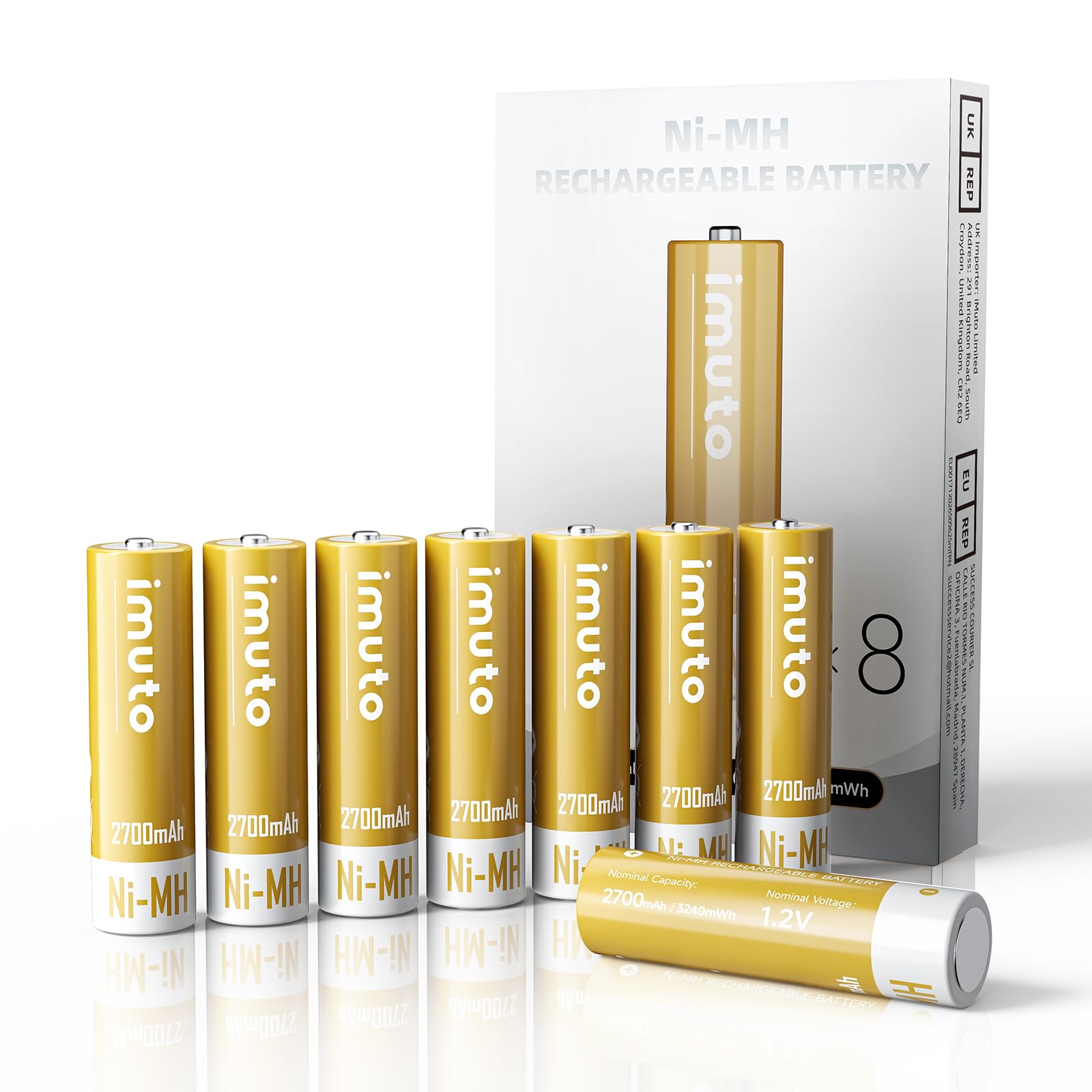 imuto Rechargeable AA and AAA Batteries with Charger, 6 Pack 3600mWh AA and 4 Pack 1300mWh AAA Li-ion Batteries 1600 Cycles, Smart Charger Compatible with Rechargeable Lithium and NiMH Battery