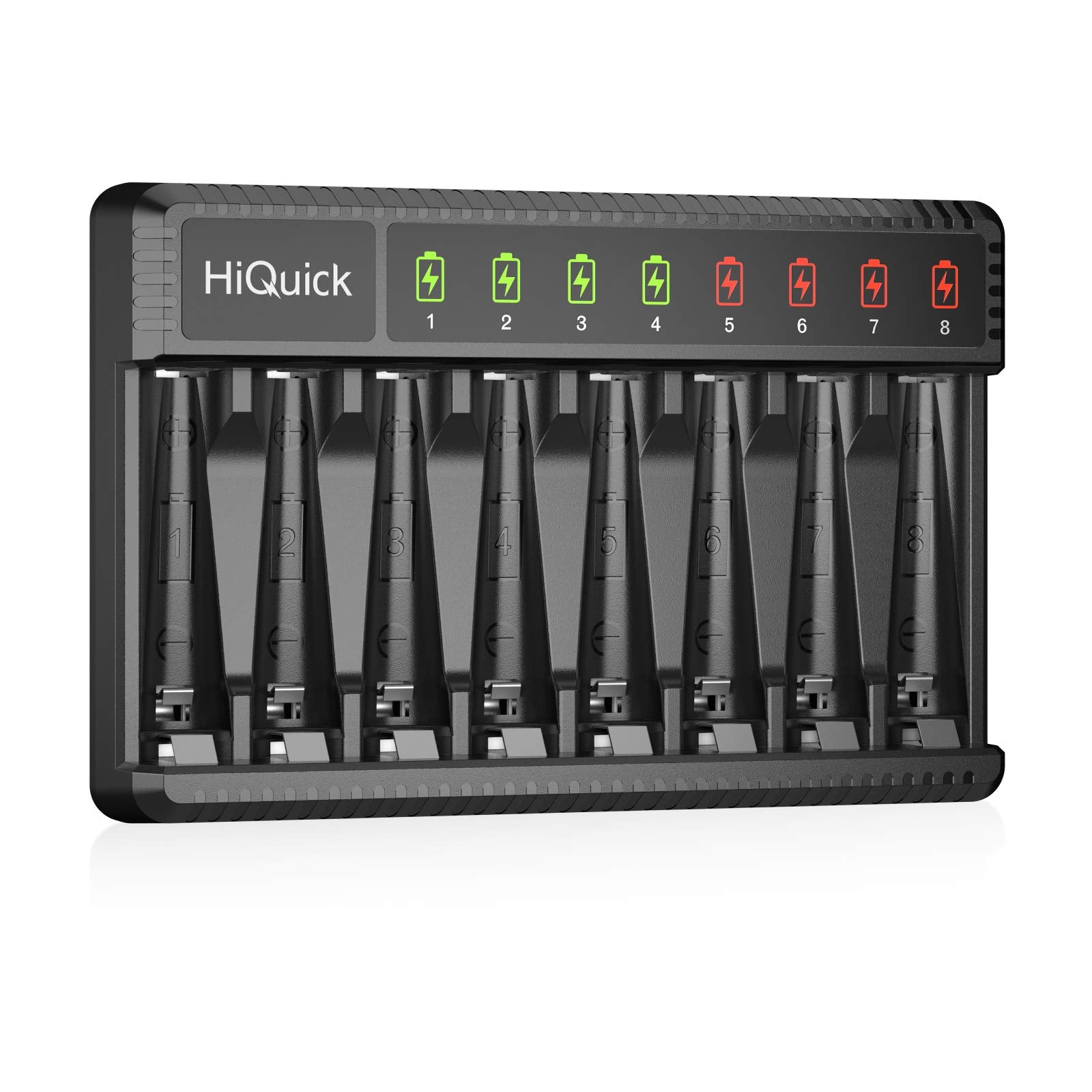 HiQuick 8-Bay Smart Charger with AA AAA Rechargeable Battery, 4 X 2800mAh AA & 4 X1100mAh AAA Batteries – Fast Charging for Home Camera Devices
