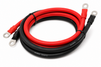 The 4 AWG Battery Inverter Cables 5FT w/ 3/8 in Ring Terminals include one red and one black cable, both labeled "4 AWG 200°C," with metal ring connectors at both ends—perfect for solar or inverter power setups.