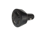 Introducing the PD20W USB-C & QC3.0 Fast Car Charger Adapter—a sleek black 4-port vehicle charger designed to plug into your car’s cigarette lighter socket. Featuring both USB-C Power Delivery and Quick Charge 3.0 technology, this charger allows you to rapidly charge multiple devices at once, with an LED indicator for added convenience.