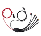 The Renogy 8FT Solar Charging Adapter Cable with Multi DC Connectors features black and red cables with various connectors for off-grid solar charging, all neatly arranged on a white background.