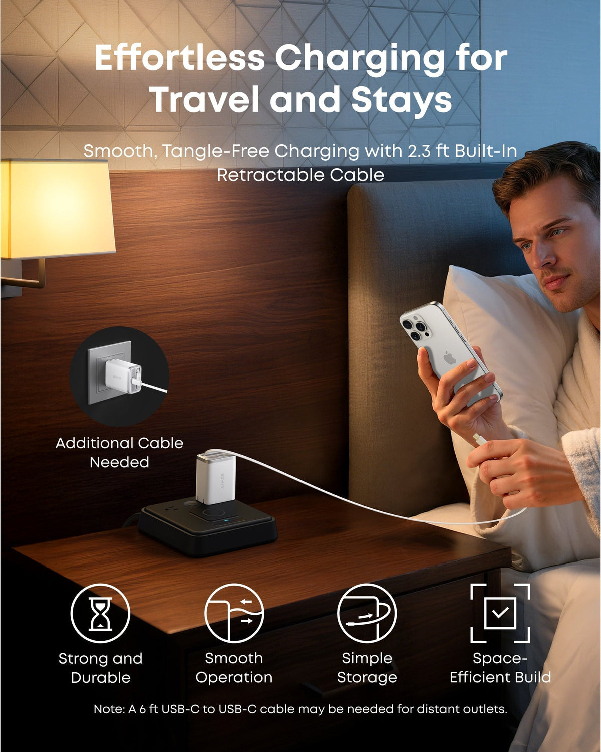 Anker Nano Charger (35W, Built-In Retractable USB-C Cable) - Dynamic Power Supply - Wall Charger