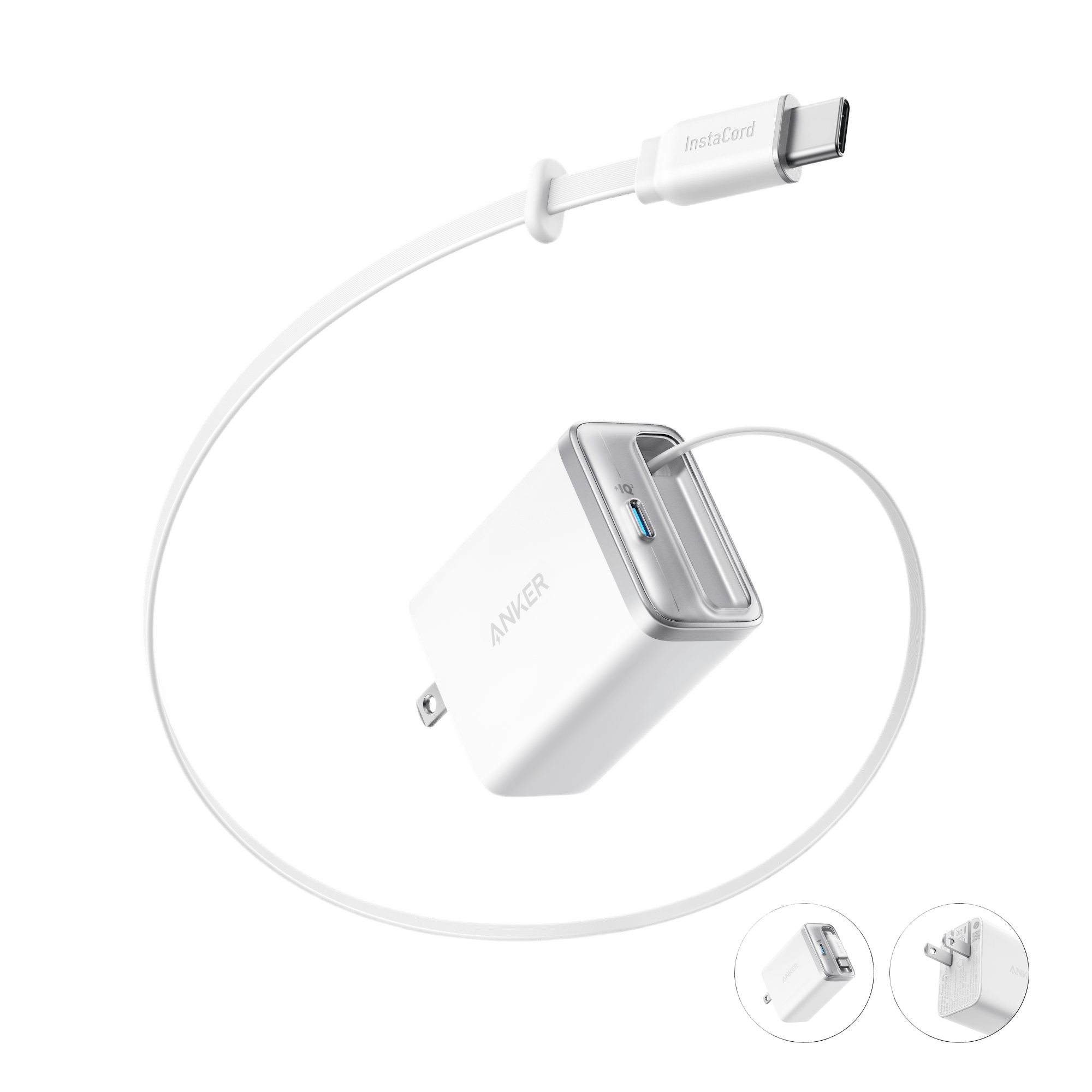Anker Nano Charger (35W, Built - In Retractable USB - C Cable) - Dynamic Power Supply - 