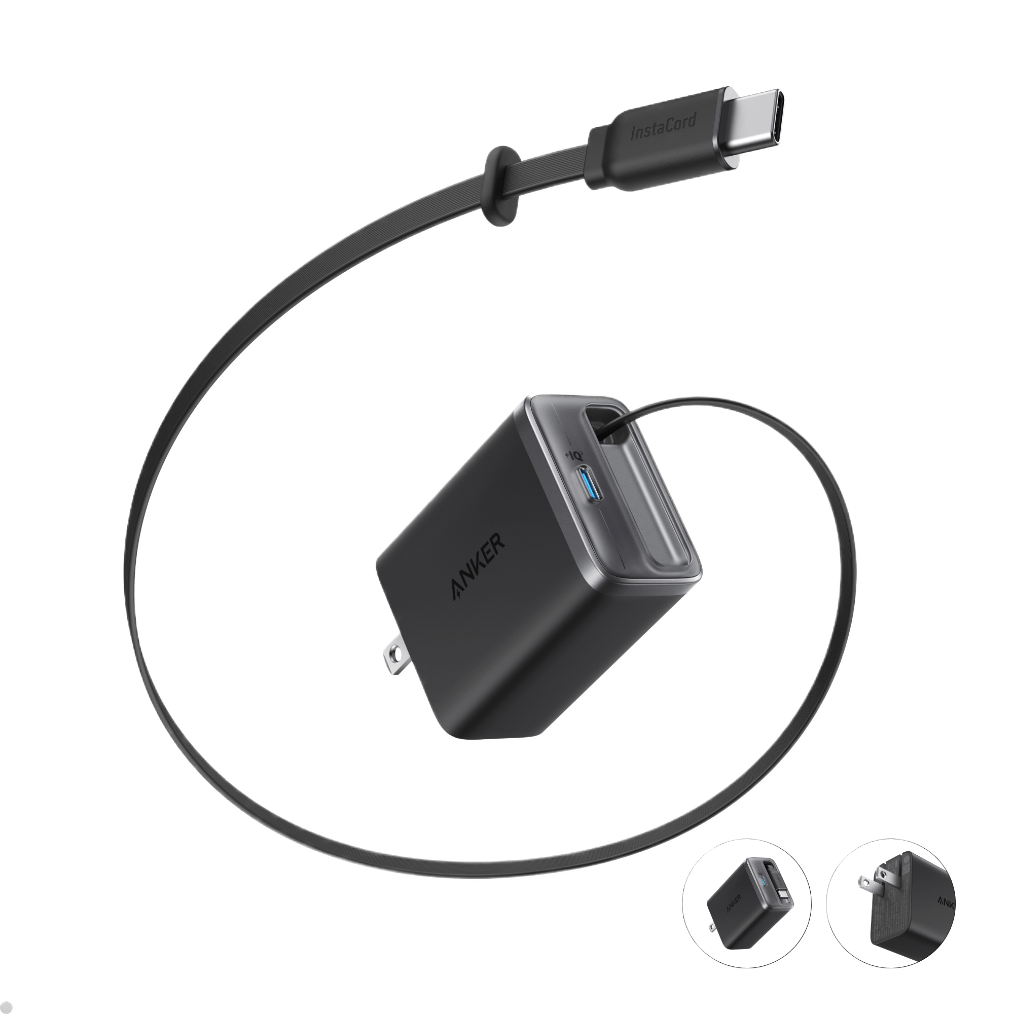 Anker Nano Charger (35W, Built - In Retractable USB - C Cable) - Dynamic Power Supply - 