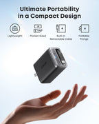Anker Nano Charger (35W, Built - In Retractable USB - C Cable) - Dynamic Power Supply - 