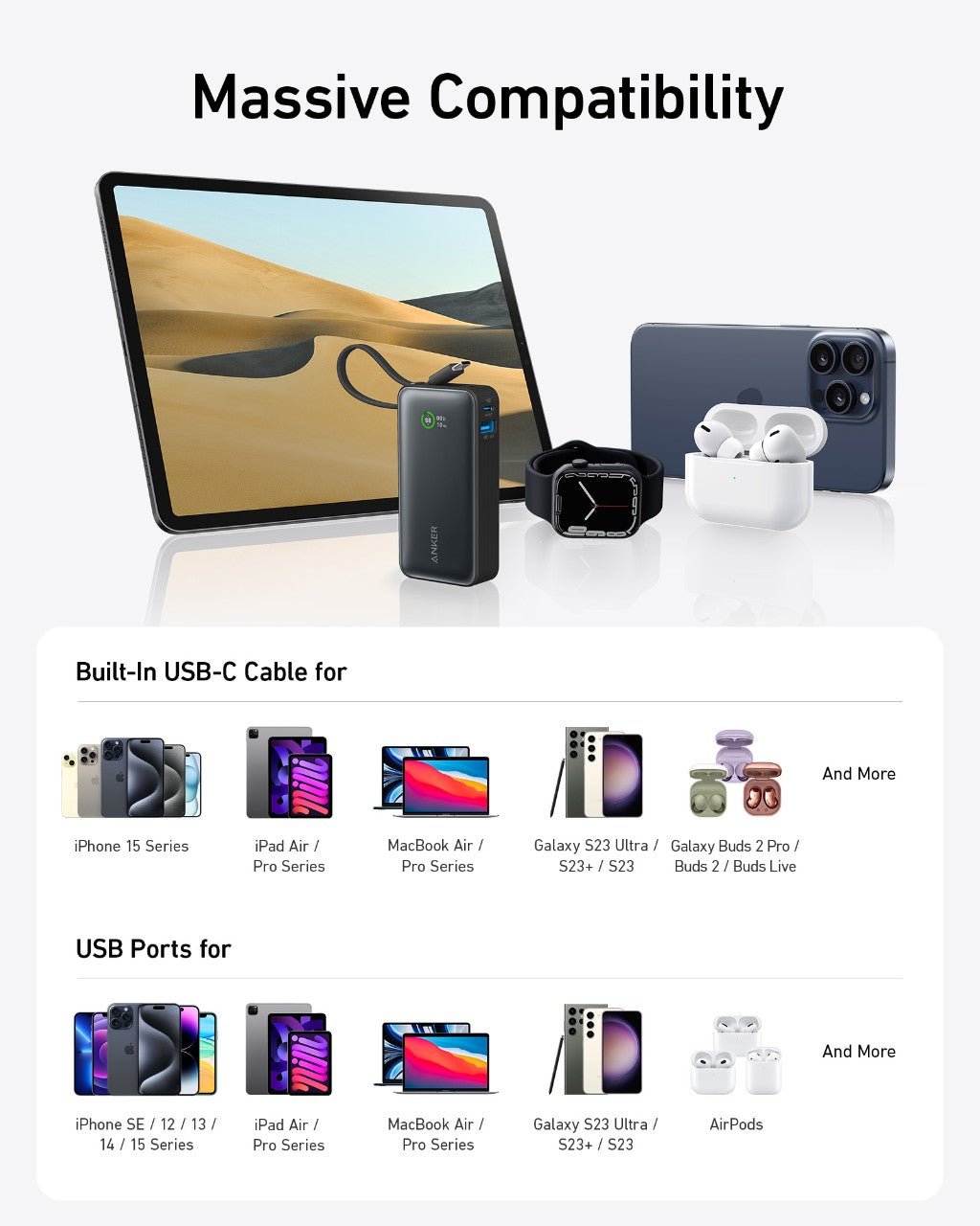 Anker Nano Power Bank (30W, Built-In USB-C Cable) - Dynamic Power Supply - Power Bank