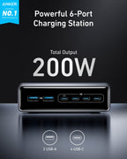 Anker Prime Charger (200W, 6 Ports, GaN) - Dynamic Power Supply - 