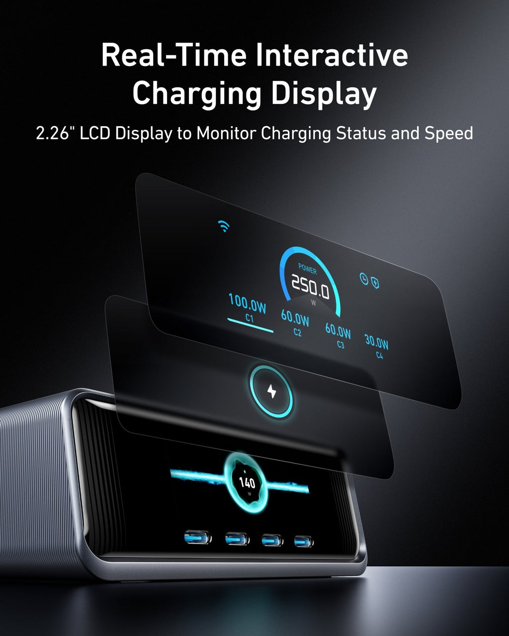 Anker Prime Charger (250W, 6 Ports, GaNPrime) - Dynamic Power Supply - 