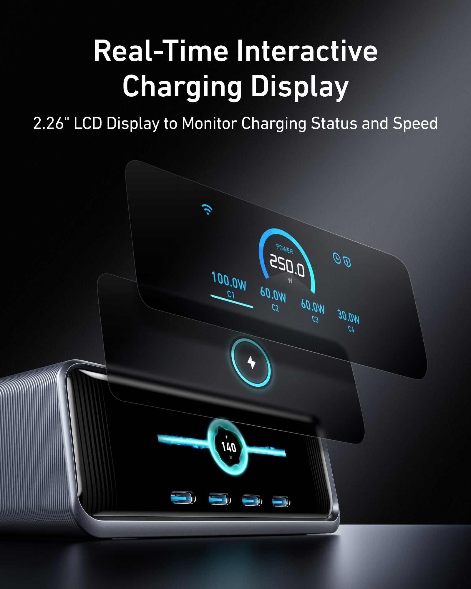 Anker Prime Charger (250W, 6 Ports, GaNPrime) - Dynamic Power Supply - 