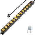 CRST 12 Outlets 2100 Joules Heavy Duty Metal Power Strip Surge Protector, 6FT Extension Power Cord, 15A Circuit Breaker, Mountable - Dynamic Power Supply - Surge protector Power strip
