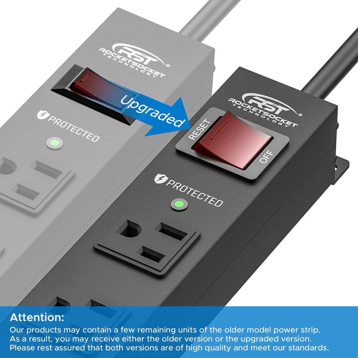 CRST 6 Outlets Wide Spaced Mountable Metal Power Strip Surge Protector, 6FT Flat Plug Power Cord, 2100 Joules Protection, Mount Kits Included - Dynamic Power Supply - Surge protector Power strip