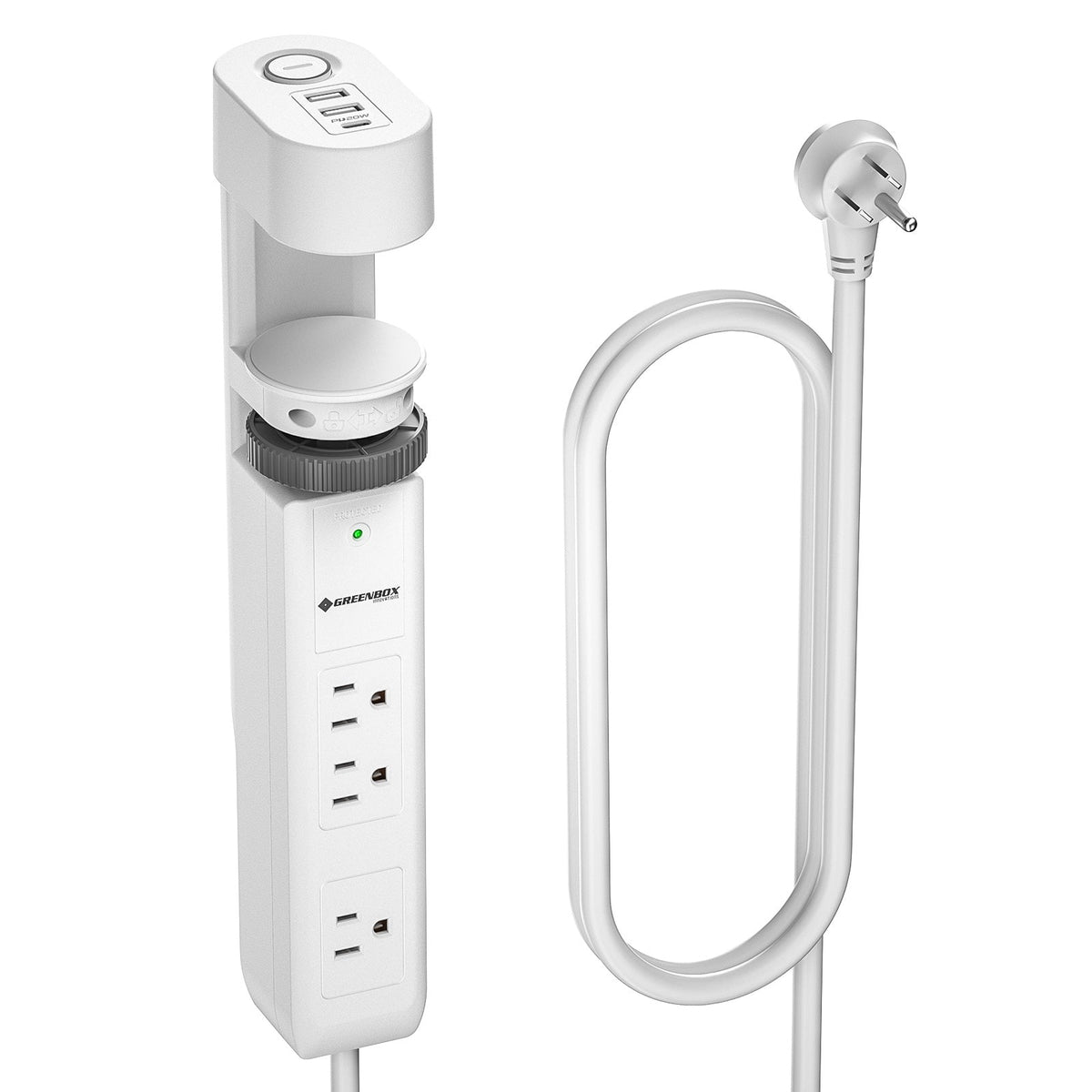 Desk Clamp Surge Protector Power Strip w/ USB-C & 6FT Cord - Dynamic Power Supply - Surge Protector / Power Strip