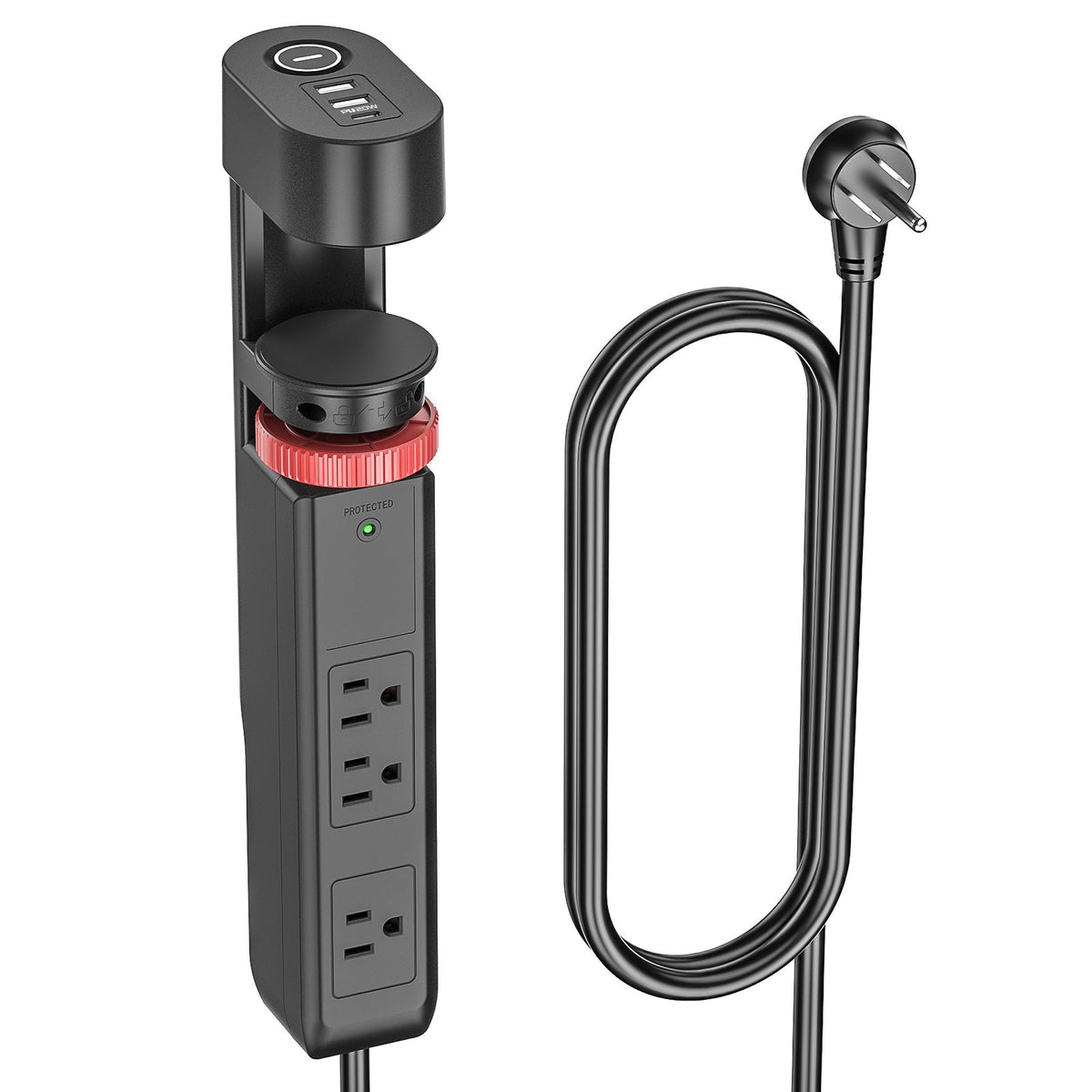 Desk Clamp Surge Protector Power Strip w/ USB-C & 6FT Cord - Dynamic Power Supply - Surge Protector / Power Strip