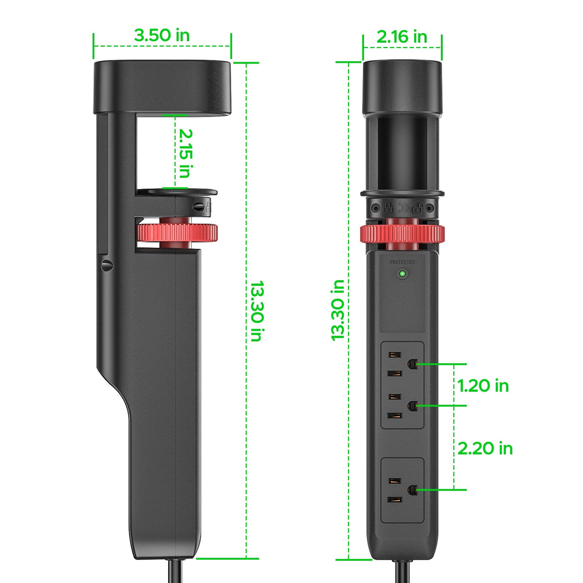 Desk Clamp Surge Protector Power Strip w/ USB-C & 6FT Cord - Dynamic Power Supply - Surge Protector / Power Strip