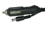 A close-up of the Naxa 12 Volt DC Cord to power TVs with a cigarette lighter socket and universal connector, attached by a coiled cable, isolated on a white background.
