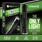 EcoGear FX TK2000 USB Rechargeable LED Tactical Flashlight - Dynamic Power Supply - Tactical Flashlights