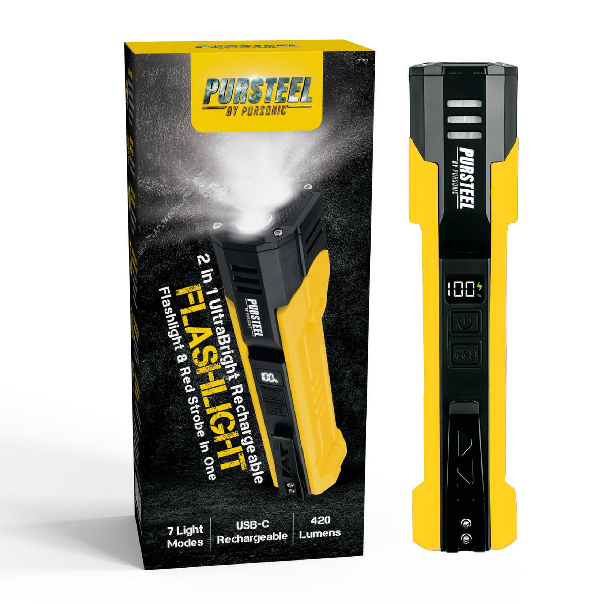 Emergency Prep Bundle: Pursonic 2-in-1 Ultra Bright Flashlight & LED Fast Charging Power Bank - Dynamic Power Supply - Electronics