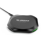 The Esoulk QI Certified 10W Wireless Charging Fast Charger Pad is shown in black with an attached cable and green LED indicator. Explore more styles to find the perfect charger for your setup.