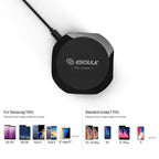 The Esoulk QI Certified 10W Wireless Charging Fast Charger Pad comes in black with a connected cable, shown above Samsung and iPhone models. Check charging modes and requirements—discover more styles to fit your device.